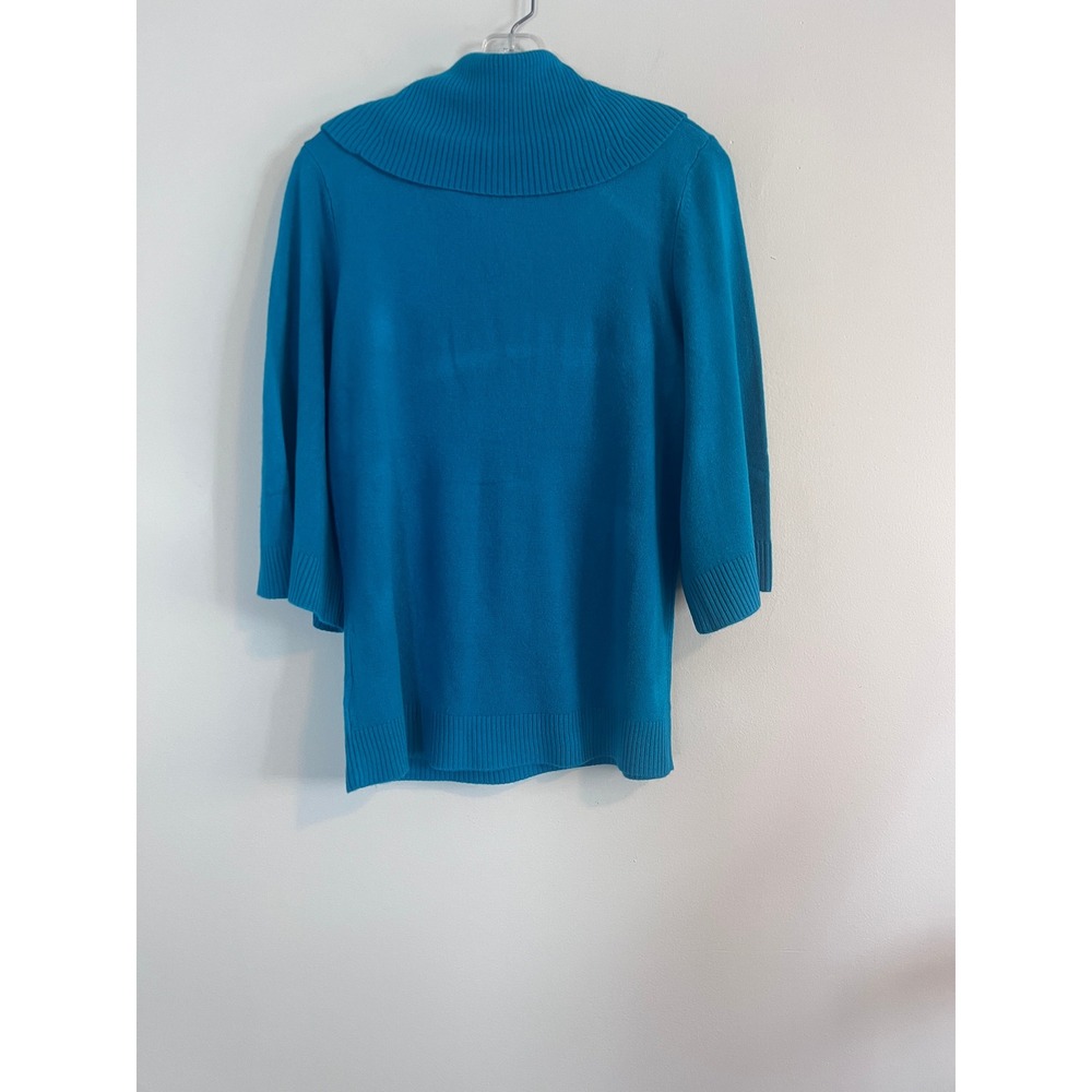 Designers Originals Womens Turquoise Cowl Neck 3/4 Sleeve Sweater Mallard Tea L - Picture 3 of 4